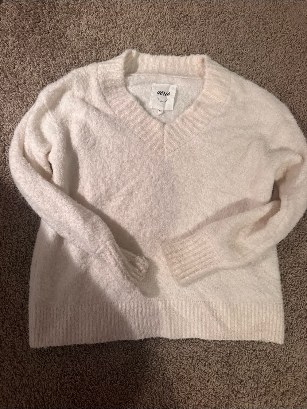 aerie Soft Ivory V-Neck Women's Sweater